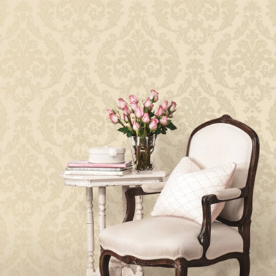 Galerie Palazzo Cream Silk Damask Embossed Wallpaper from B&Q