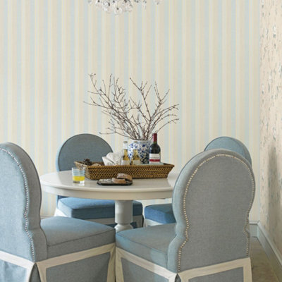 Galerie Palazzo Blue Silk Stripe Embossed Wallpaper from B&Q