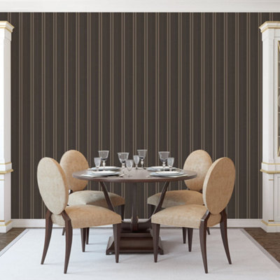 Galerie Palazzo Bronze Brown Silk Stripe Embossed Wallpaper from B&Q