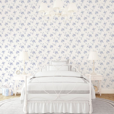 Galerie Palazzo Blue Turquoise Floral Embossed Wallpaper from B&Q