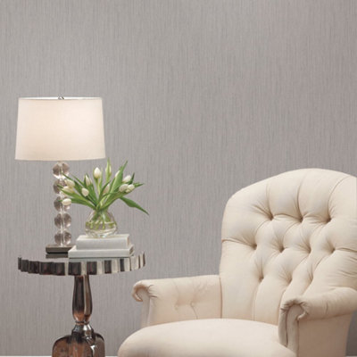 Galerie Palazzo Silver Grey Vertical Texture Embossed Wallpaper from B&Q