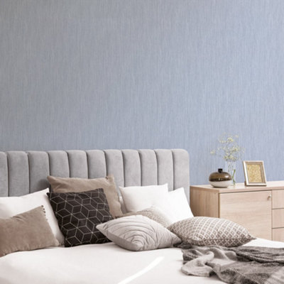 Galerie Special Fx Blue Silver Vertical Textile Embossed Wallpaper from B&Q