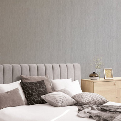 Galerie Special Fx Silver Vertical Textile Embossed Wallpaper from B&Q