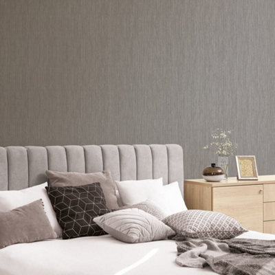 Galerie Special Fx Silver Beige Brown Vertical Textile Embossed Wallpaper from B&Q
