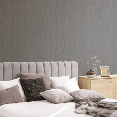 Galerie Special Fx Silver Vertical Textile Embossed Wallpaper from B&Q