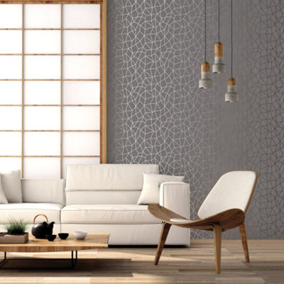 Galerie Special Fx Silver Grey Beige Glitter Web Embossed Wallpaper from B&Q