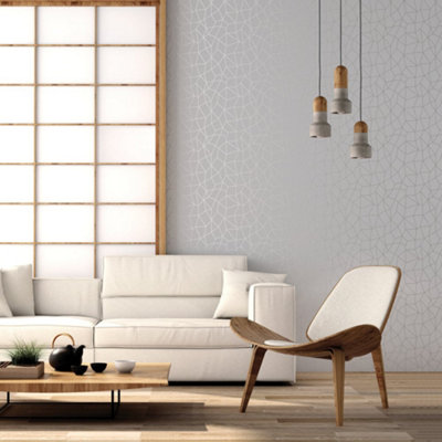 Galerie Special Fx Silver Grey Glitter Web Embossed Wallpaper from B&Q