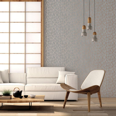 Galerie Special Fx Orange Beige Glitter Web Embossed Wallpaper from B&Q