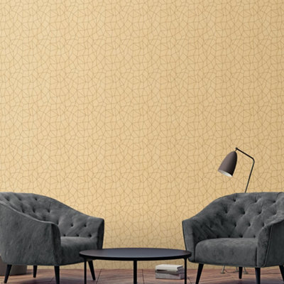 Galerie Special Fx Yellow Gold Glitter Web Embossed Wallpaper from B&Q