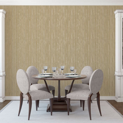 Galerie Special Fx Gold Glitter Stripe Embossed Wallpaper from B&Q