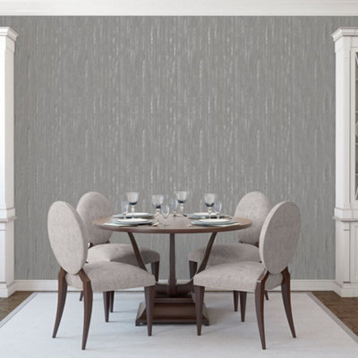 Galerie Special Fx Silver Beige Blue Glitter Stripe Embossed Wallpaper from B&Q