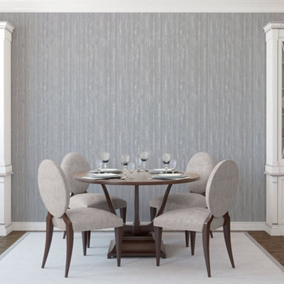 Galerie Special Fx Silver Grey Gold Glitter Stripe Embossed Wallpaper from B&Q