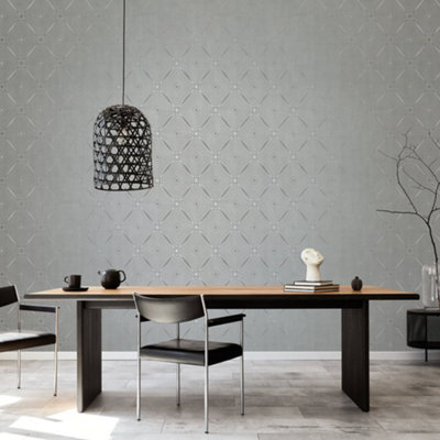 Galerie Special Fx Silver Cream Metallic Spiral Embossed Wallpaper from B&Q