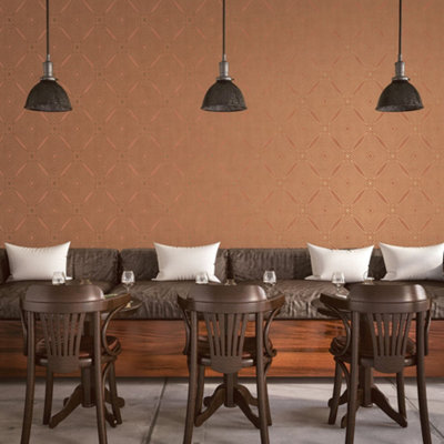 Galerie Special Fx Orange Gold Metallic Spiral Embossed Wallpaper from B&Q