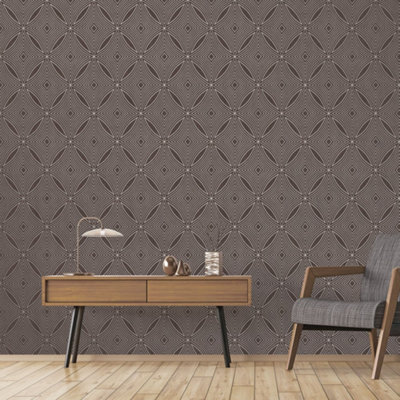 Galerie Special Fx Brown Silver Metallic Spiral Embossed Wallpaper from B&Q