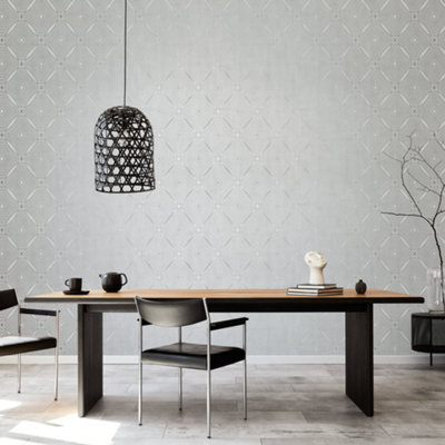 Galerie Special Fx Silver Grey Metallic Spiral Embossed Wallpaper from B&Q