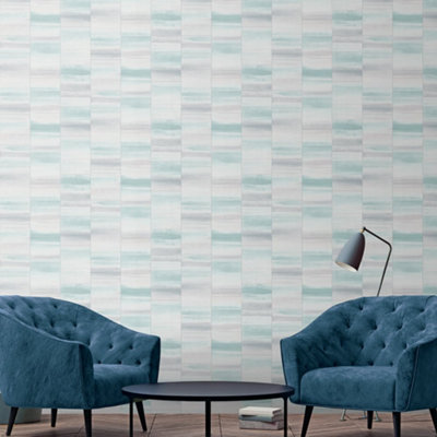 Galerie Special Fx Blue Silver Glitter Block Embossed Wallpaper from B&Q