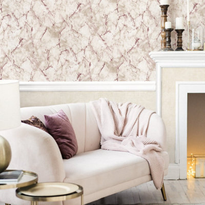 Galerie Natural Fx 2 Red Marble Effect Wallpaper Roll from B&Q