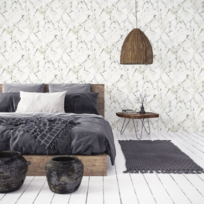 Galerie Natural Fx 2 Silver Marble Effect Sheen Wallpaper Roll from B&Q
