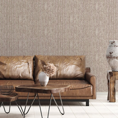 Galerie Natural Fx 2 Red Bamboo Stripe Matte Wallpaper Roll from B&Q