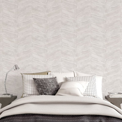 Galerie Utopia Cream Chevron Sheen Finish Wallpaper Roll from B&Q