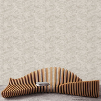 Galerie Utopia Beige Chevron Sheen Finish Wallpaper Roll from B&Q