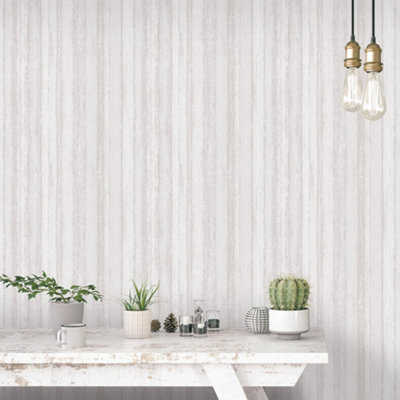 B&Q -  Utopia Silver/grey Nomed Stripe Sheen Finish Wallpaper Roll