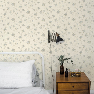 Galerie Miniatures 3 Cream Hydrangea Trail Smooth Wallpaper from B&Q
