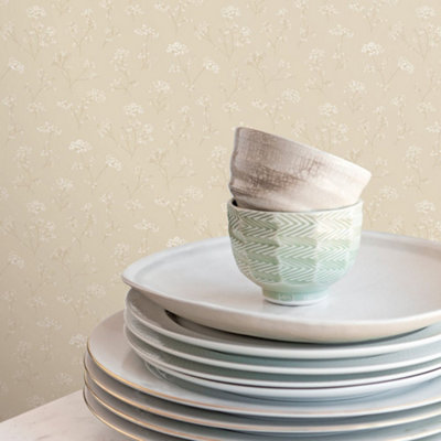 Galerie Miniatures 2 Cow Parsley Smooth Wallpaper Cream/White