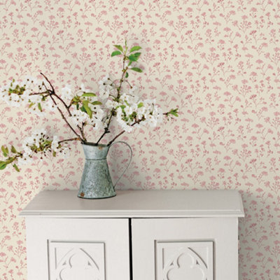 Galerie Miniatures 2 Cow Parsley Smooth Wallpaper Red/Cream