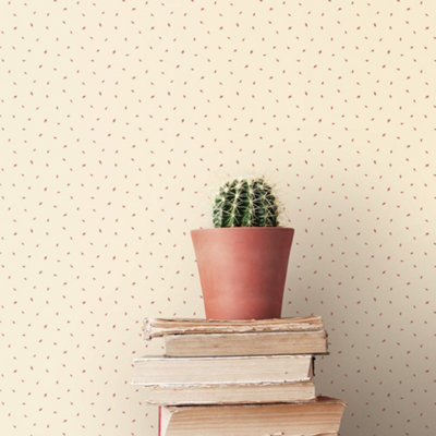 Galerie Miniatures 3 Red Cream Small Leaf Toss Smooth Wallpaper from B&Q