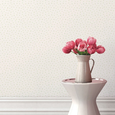 Galerie Miniatures 3 Green White Small Leaf Toss Smooth Wallpaper from B&Q