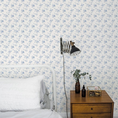 Galerie Miniatures 3 Blue Medium Rose Trail Smooth Wallpaper from B&Q