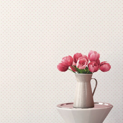 Galerie Miniatures 3 Pink Cream White Mini Fan Motif Smooth Wallpaper from B&Q