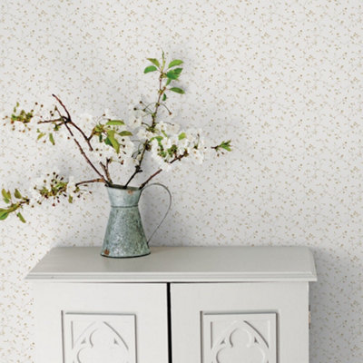Galerie Miniatures 2 White Cream Small Floral Trail Smooth Wallpaper from B&Q