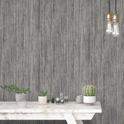 Galerie Organic Textures Blue Grey Rough Grass Textured Wallpaper from B&Q