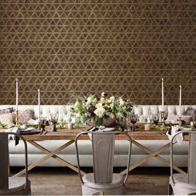 Galerie Utopia Bronze Geometric Tri Prism Sheen Finish Wallpaper Roll from B&Q