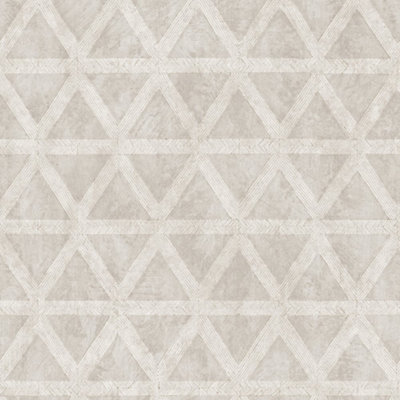 Galerie Utopia Cream Geometric Tri Prism Sheen Finish Wallpaper Roll from B&Q