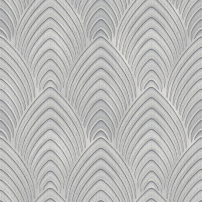 Galerie Utopia Silver Geometric Arch Array Lustre Finish Wallpaper Roll from B&Q