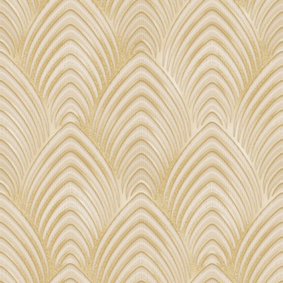 Galerie Utopia Gold/cream Geometric Arch Array Lustre Finish Wallpaper Roll from B&Q