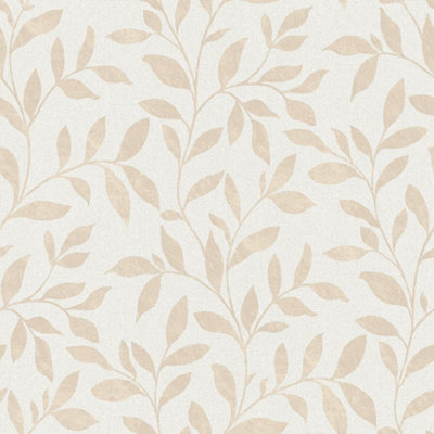 Galerie Utopia Cream Loose Leaf Wallpaper Roll from B&Q
