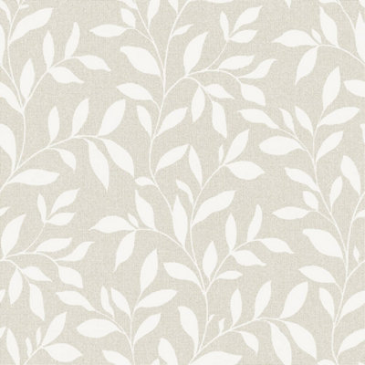 Galerie Utopia Beige Loose Leaf Wallpaper Roll from B&Q
