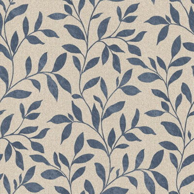 Galerie Utopia Navy/beige Loose Leaf Wallpaper Roll from B&Q