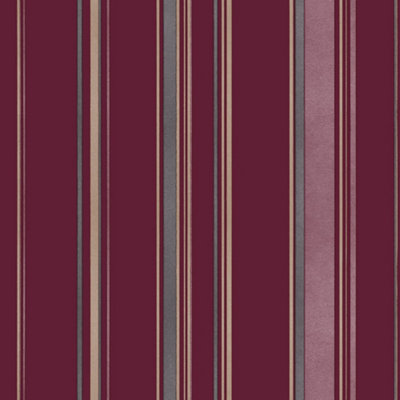Galerie Smart Stripes 3 Cranberry/grey/taupe Casual Stripe Wallpaper Roll from B&Q