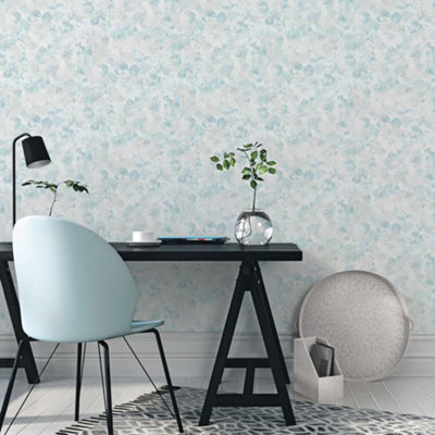 Galerie Atmosphere Aqua Bubble Up Smooth Wallpaper from B&Q