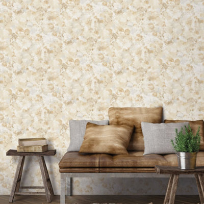 Galerie Atmosphere Ochre Bubble Up Smooth Wallpaper from B&Q