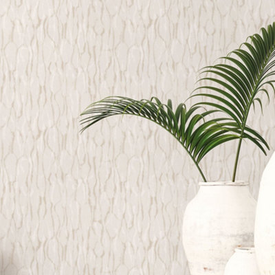 Galerie Atmosphere Beige Drizzle Smooth Wallpaper from B&Q
