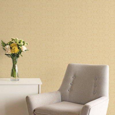 Galerie Atmosphere Ochre Hextex Smooth Wallpaper from B&Q