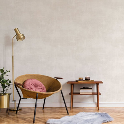 Galerie Atmosphere Beige Metallic Linen Smooth Wallpaper from B&Q