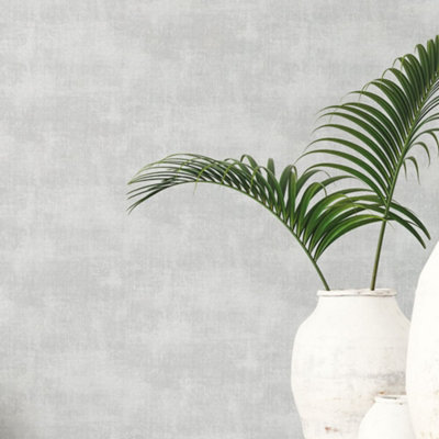 Galerie Atmosphere Grey Metallic Linen Smooth Wallpaper from B&Q